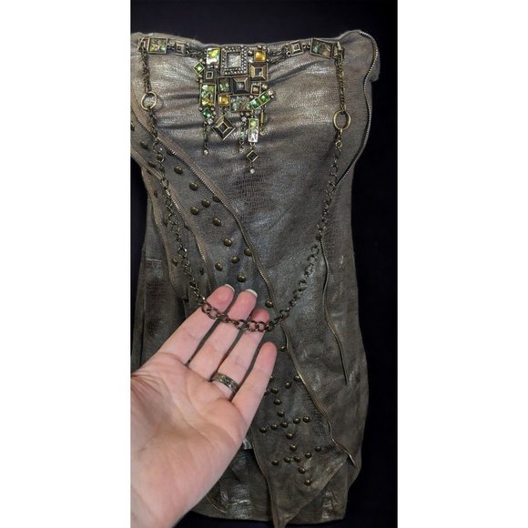 Kimikal Metallic Snake Gemmed Apocalypse Aesthetic Bodycon Dress - Picture 3 of 16